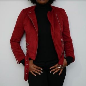 Zara Suede Moto Jacket with Belt
